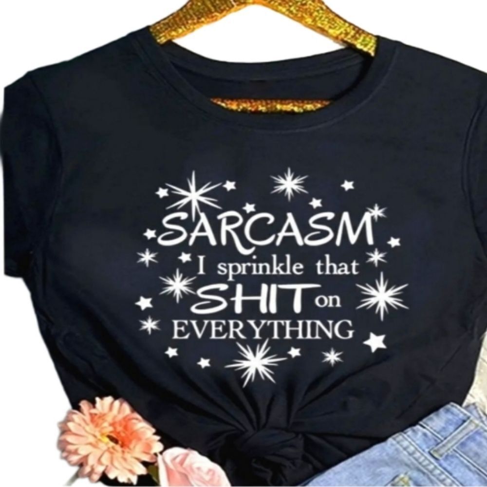 Ladies Black Statement T-shirt sz Large